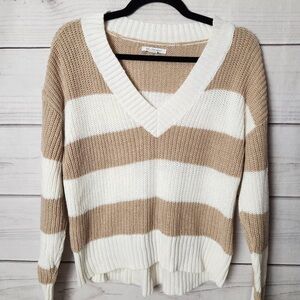 American Eagle Women’s Striped V-neck Sweater
